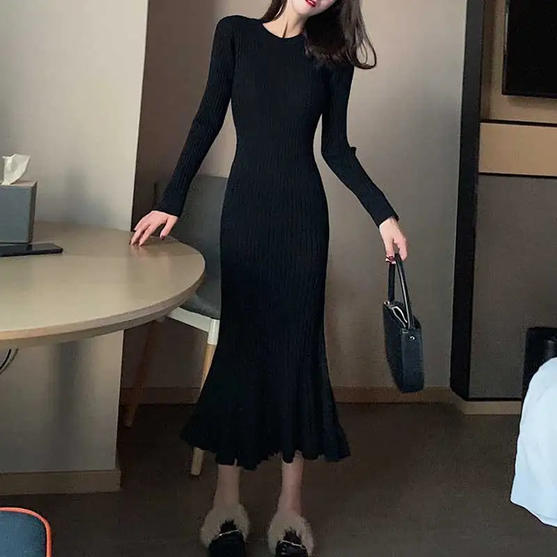 RealShe свитер с длинным рукавом женский круглый вырез длинный рукав однотонный