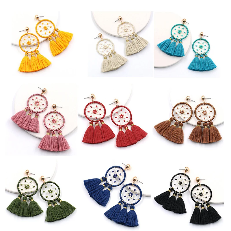 Богемный этнический стиль лидер продаж модные женские винтажные круглые серьги