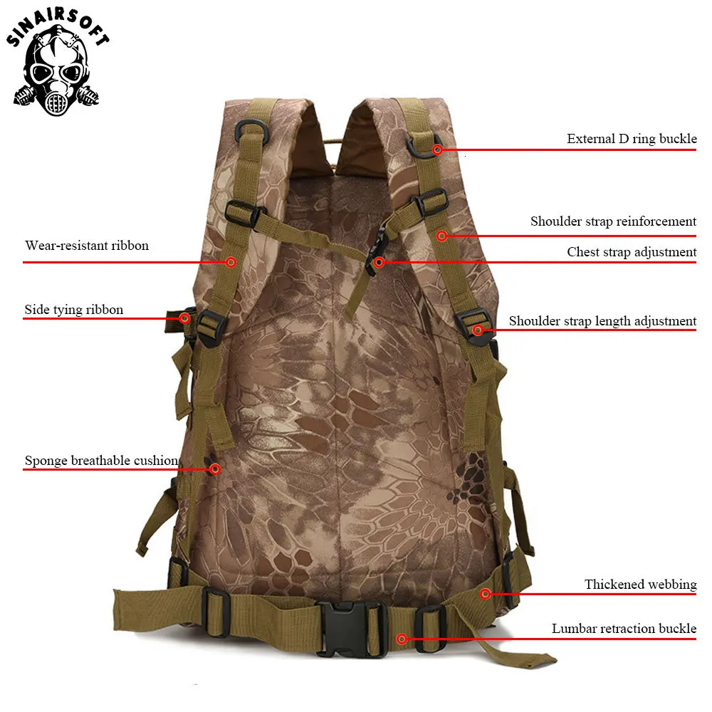 SINAIRSOFT 3D Molle тактический рюкзак для альпинизма Военная походная сумка для путешествий 40L LY0006