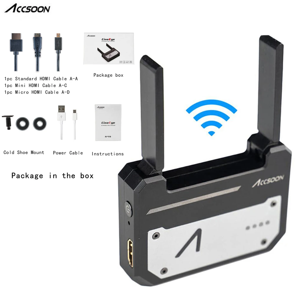 В наличии Accsoon CineEye беспроводной 5G 1080P Mini HDMI устройство передачи видео передатчик