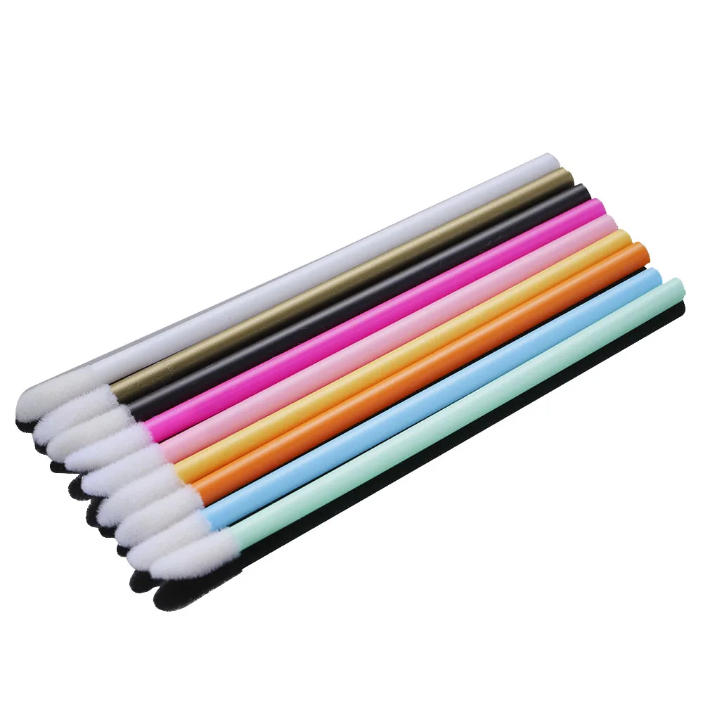 

50Pcs/pack Disposable Portable Lipstick Brush Flocking Lip Gloss Brush Cotton Tip Makeup Beauty Tools Hollow Rod Lips Brush