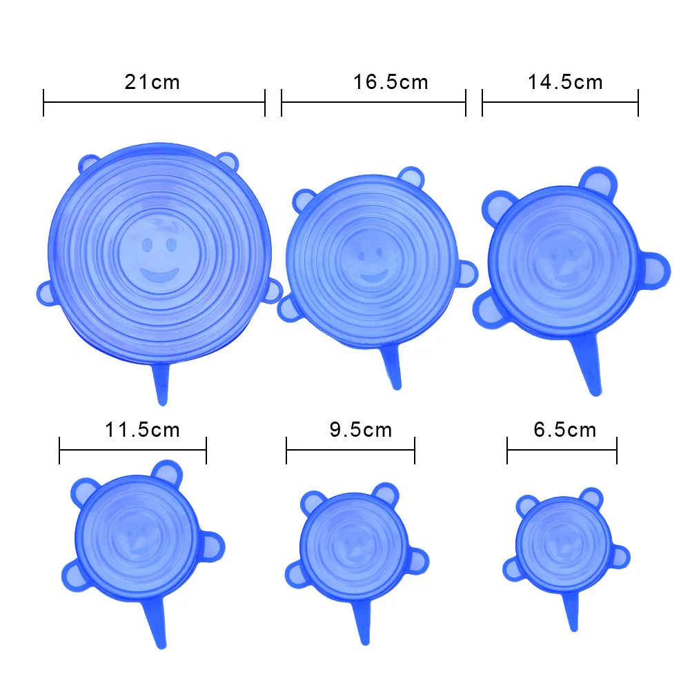 6/12 шт. Многоразовые Силиконовая крышка для еды крышки растягивающиеся из
