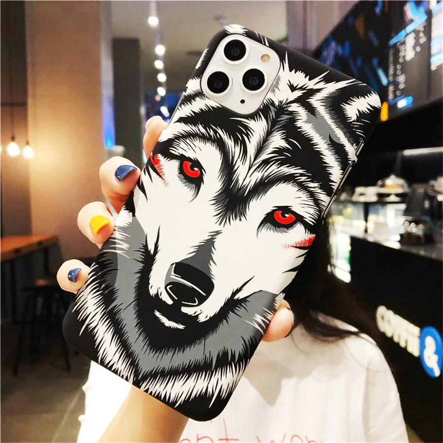 White Wolf Светящийся чехол с животными для iPhone 11 Pro Max XR XS Max 6 6S 7 8 Plus X Тигр Волк слон ночной светящийся силиконовый мягкий ТПУ чехол для телефона - Цвет: White Wolf