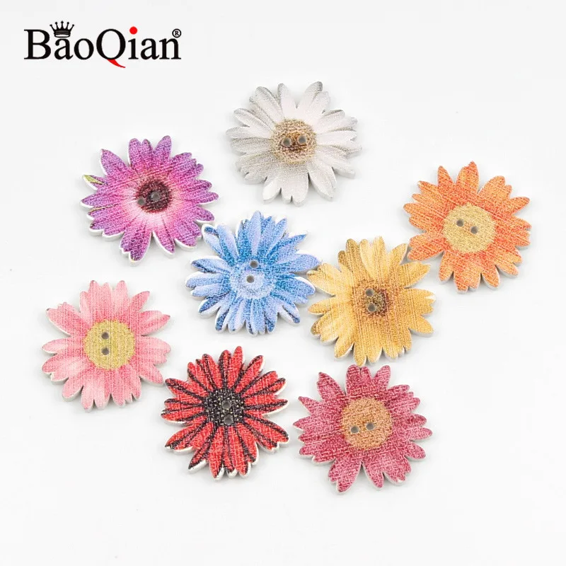 

50pcs Small Daisies Series Wood Buttons For Clothing Sewing Scrapbooking DIY Home Decor Wooden Button Accessories 20-25mm