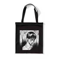 japanese shopping bag with anime horror cartoon large capacity tote bag casual fashion shoulder bag harajuku gothic canvas bag