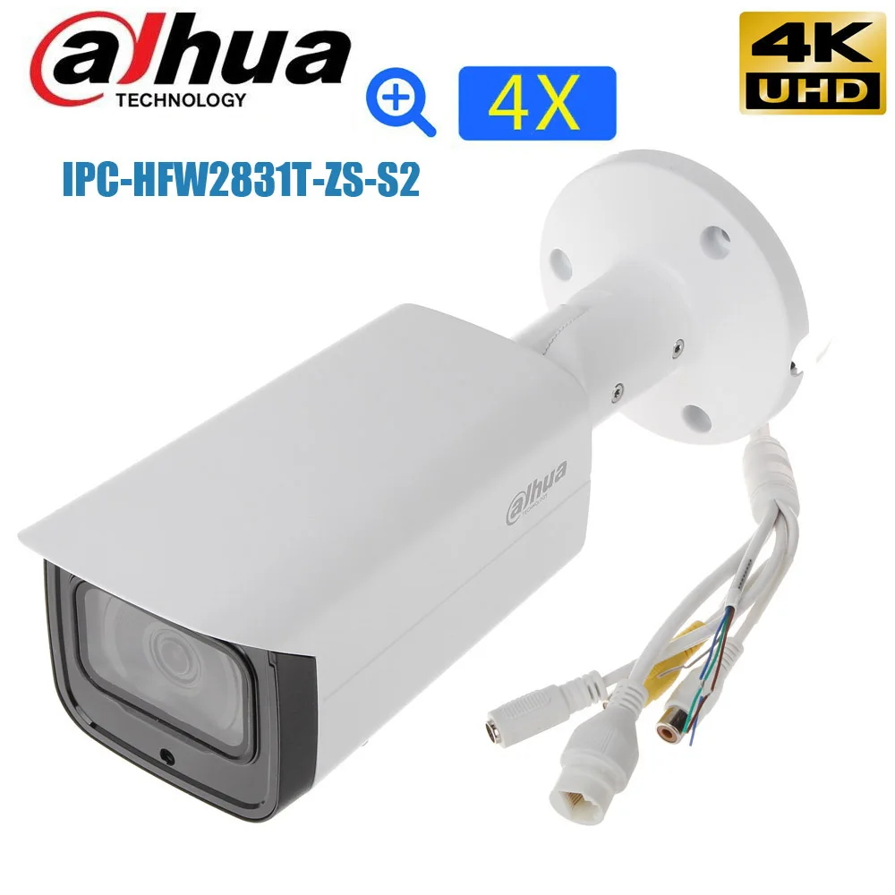 

Dahua POE 8MP IP Camera IPC-HFW2831T-ZAS-S2 2.7~13.5mm motorized lens IR60M IP67 IVS Starlight Security Bullet Cctv Camera