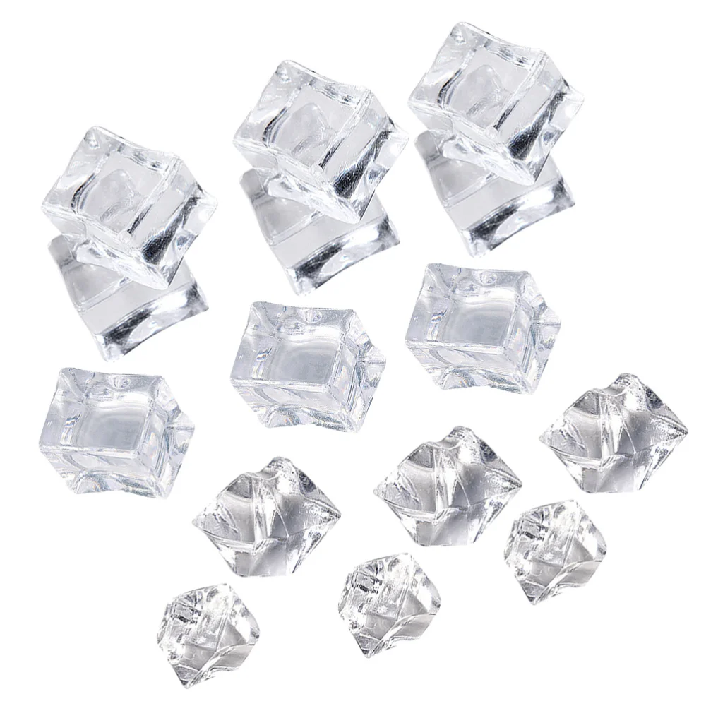 200Pcs Fake Ice Cubes Acrylic Ice Cubes Artificial Ice Blocks Photography Props