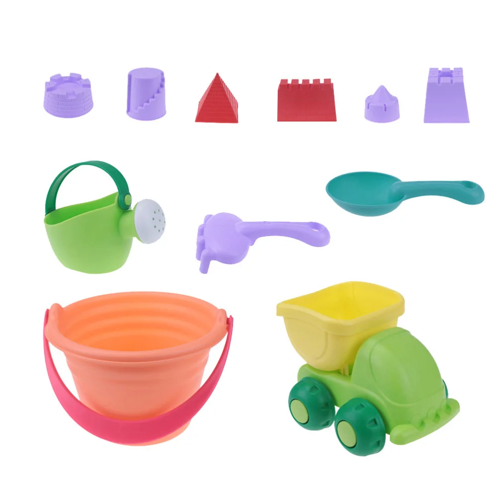 

11pcs Beach Sand Toys Beach Molds Car Shovel Castle Set for Toddlers(Assorted Color)