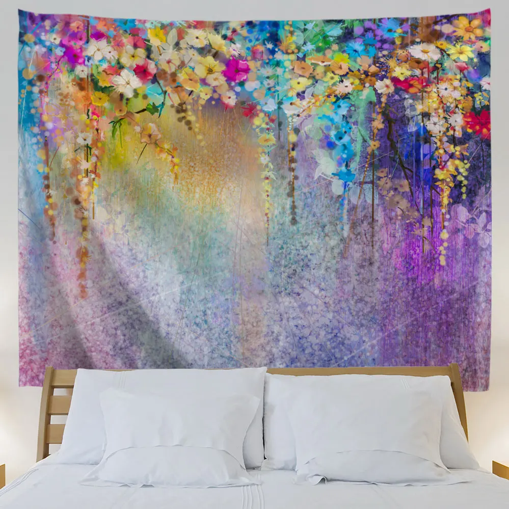 Цветочный Гобелен QIYI настенный коврик Полиэстеровая ткань гобелен пикник одеяло