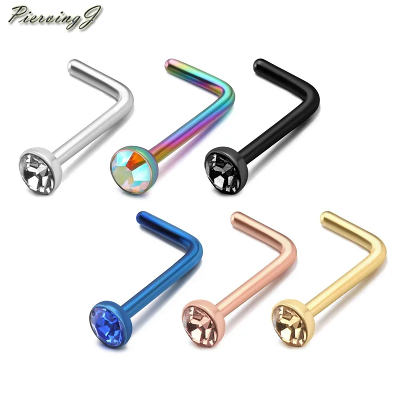 Пирсинг 6 шт 20 г нержавеющая сталь Нос шпилька носа кольца с костями кубического