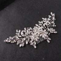 floralbride handmade clear rhinestones crystal pearls bridal hair comb wedding headpieces hair accessories women hair jewelry
