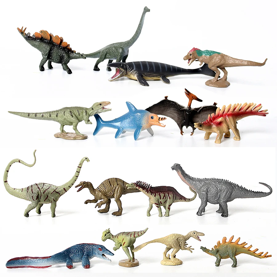 8PCS Mini Dinosaur Toys Figures Diplodocus Ankylosaurus Velociraptor Torosaurus Rex Tyrannosaurus Educational Animals Model Set - купить по