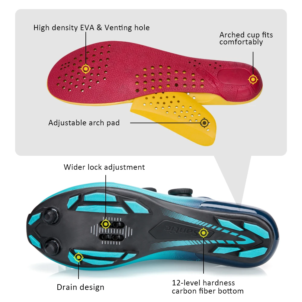 

Santic NEW MTB Bike Cycling Shoes Carbon Fiber Ultralight Anti-Skid Wear Resistant Self-Locking Outdoor Sport Bicycle Shoe