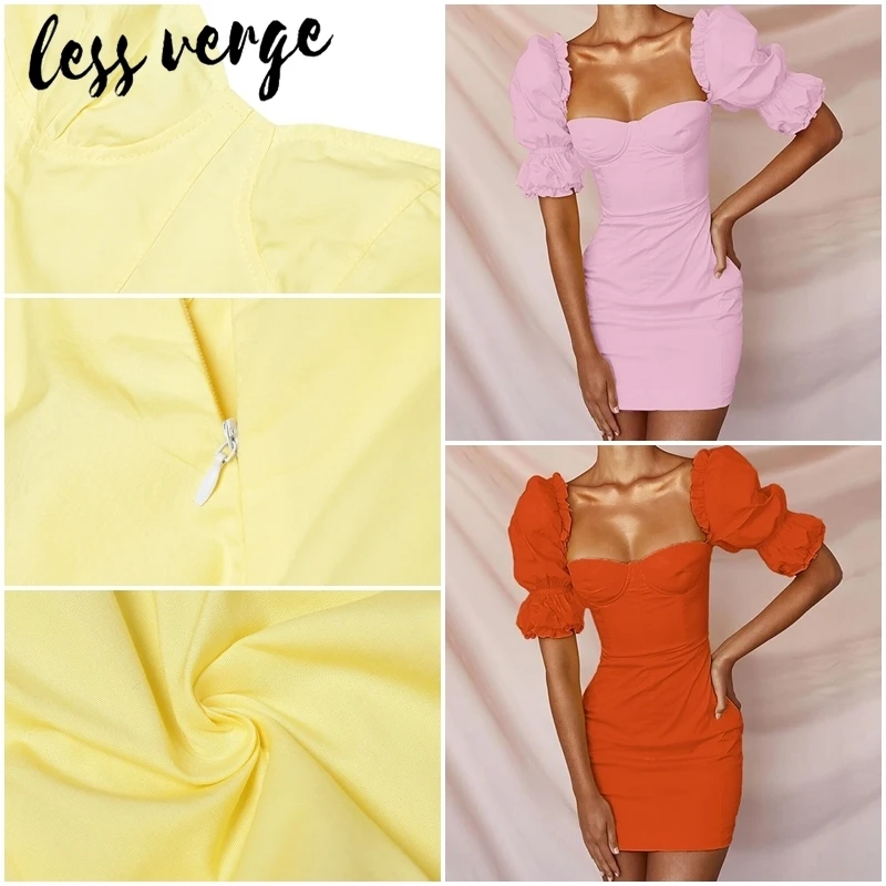 Lessverge с открытыми плечами оборками желтое облегающее платье женское пышными