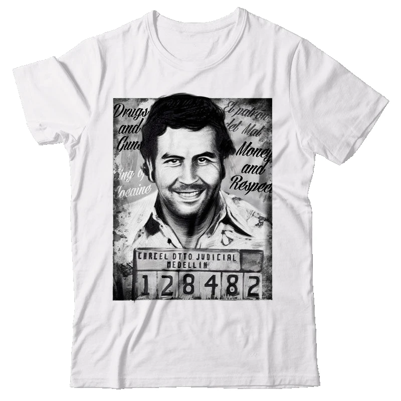 

Print O-neck Pablo Escobar Mugshot T Shirt - Narcos Weed Summer Style T Shirt Men Cotton Tees Streetwear