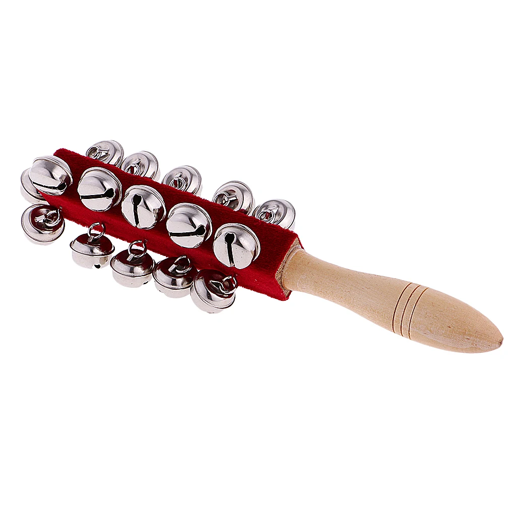 

Wooden Hand Held 21 Jingle Bells Percussion Cradle Music Shaker Toy Gift