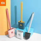 Силиконовая щетка для унитаза Xiaomi, щетка для щелей унитаза с подставкой и плоской головкой, мягкая щетка для чистки волос с подставкой, щетка для инструментов для ванной комнаты