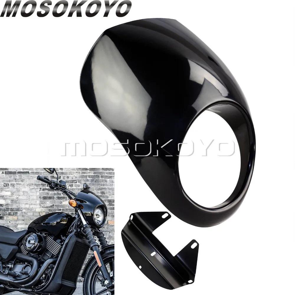 Блестящий черный 5 75 &quotобтекатель фары 3/4&quot крепление передней капоты для Harley