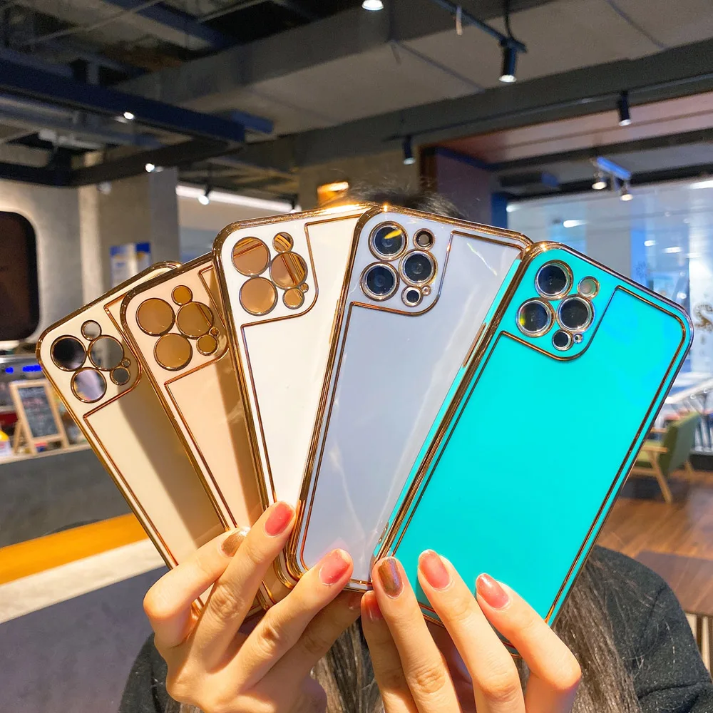 

Electroplating Bumper Lens protection Phone Case For iPhone 12 11Pro Max XR X XS Max 7 8 Plus SE Soft TPU Shockproof Back Cover