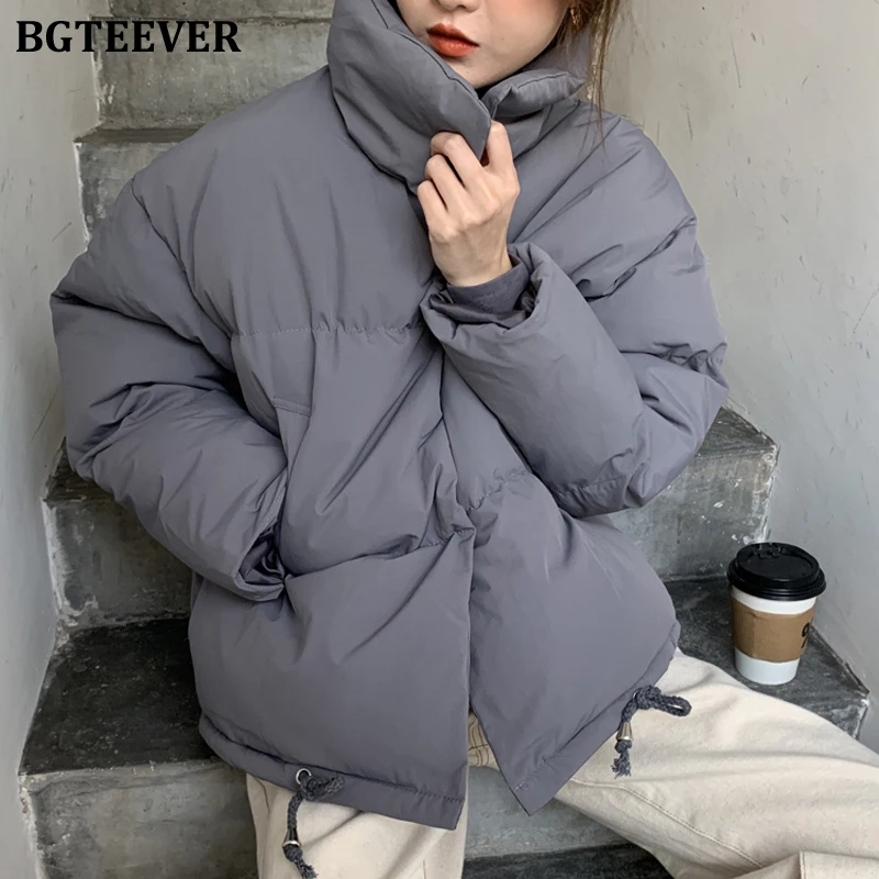

BGTEEVER Casual Loose Women Turtleneck Parkas 2021 Winter Thicken Warm Oversized Long Sleeve Single-breasted Female Down Coats