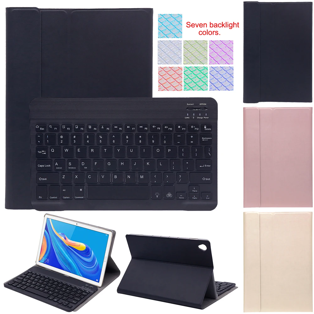 

Bluetooth Backlit Keyboard Leather Case For Huawei Mediapad M6 10.8inch Wireless Detachable Keyboard Flip PU Stand Shell Cover