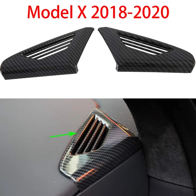 

Передняя сторона вентиляционного отверстия крышка отделочная рамка для Tesla Model X 2018-2020 углеродное волокно шаблон самоклеящийся (комплект из ...