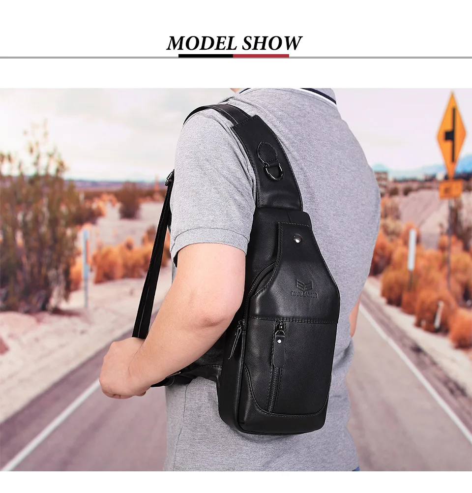 

Royal Bagger Chest Bag for Men Oil Wax Genuine Leather Vintage Fashion Crossbody Shoulder Sling Bags Outdoor Casual Retro Pack
