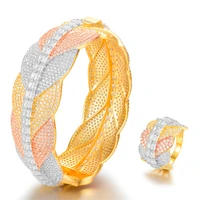 larrauri luxury big delicate luxury multicolor cubic zirconia party wedding saudi arabic dubai bangle ring jewelry sets