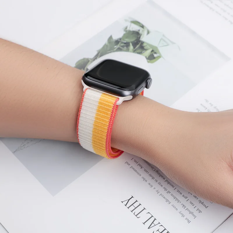 

Nylon Loop Strap For Apple watch band 44mm 40mm 42mm 38mm 41mm 45mm smart watch belt bracelet correa iWatch Series 7 3 4 5 se