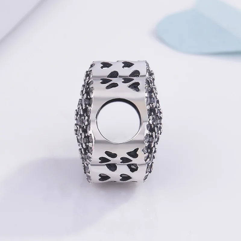 

Genuine 925 Sterling Silver Bead Charm Hollow Love Heart With Crystal Flower Beads Fit Women pandora Bracelet & Necklace Jewelr
