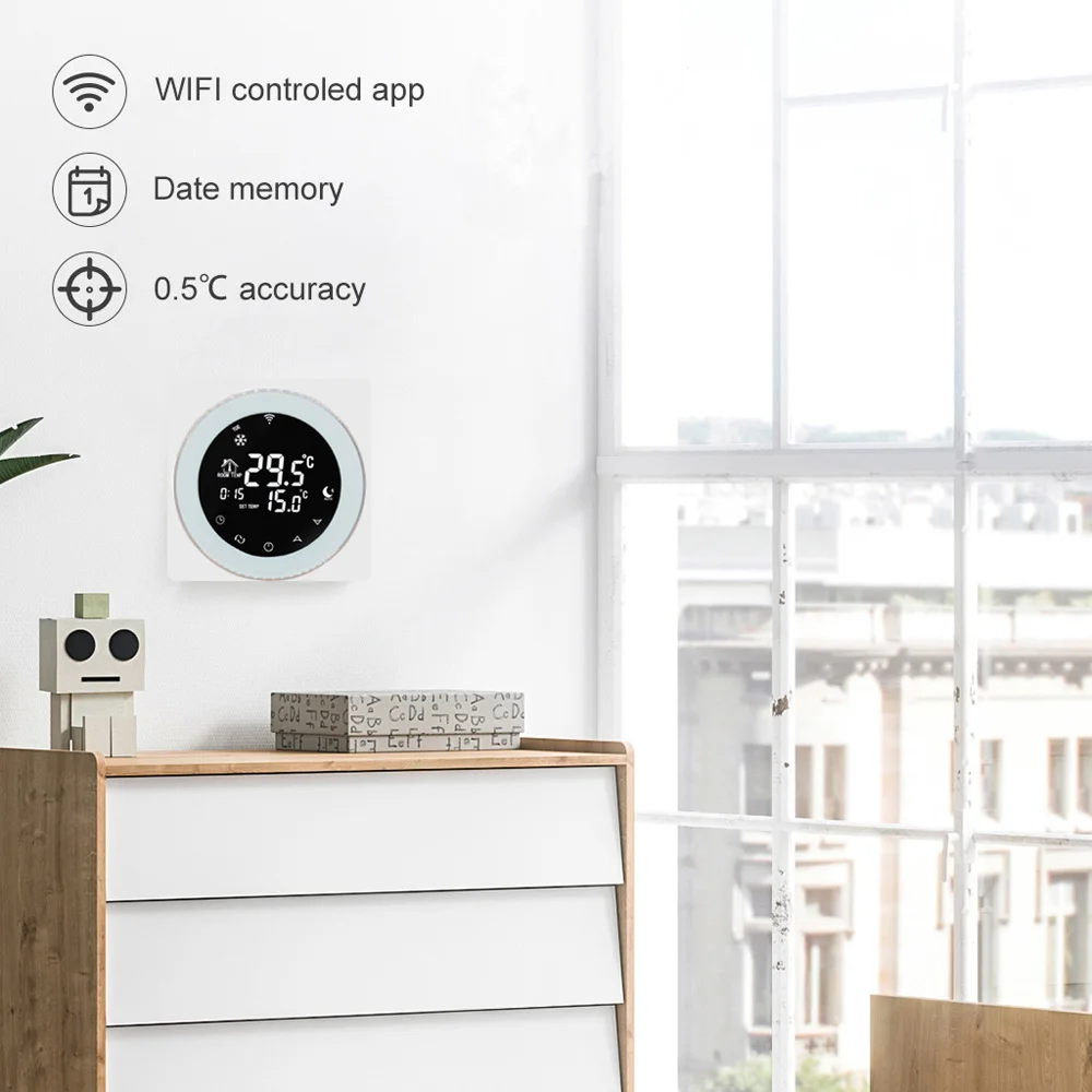 WiFi Thermostat Voice Control Gas Boiler Heating Temperature Controller LCD Digital Touch Screen Programmable Alexa | Обустройство