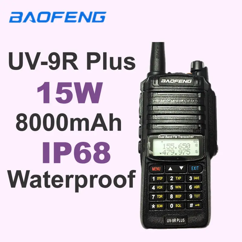 Baofeng UV-9R Plus IP68 Водонепроницаемая рация, дальность действия 25 км CB Ham радио Hf приемопередатчик UHF VHF радиостанция