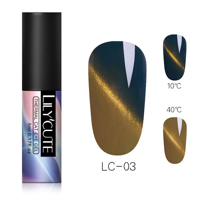 Thermal 3 LILYCUTE 5 мл 9D Хамелеон для использования с магнитом Гель-лак Сияющий мерцающий фиолетовый зеленый Смешанные цвета Дизайн ногтей замочить от УФ-гель-лака - Цвет: Thermal 3