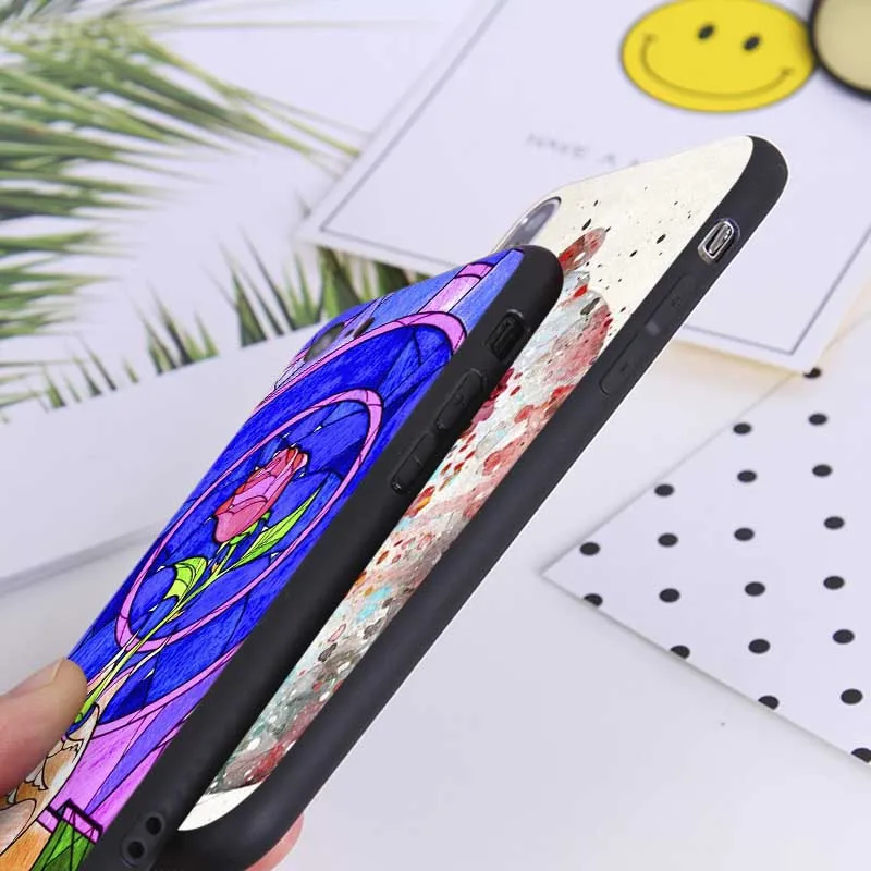 Beauty Beast Rose Princess Art чехол для iPhone X XS MAX XR 7 8 6 6S plus 5s SE Прозрачный мягкий силиконовый