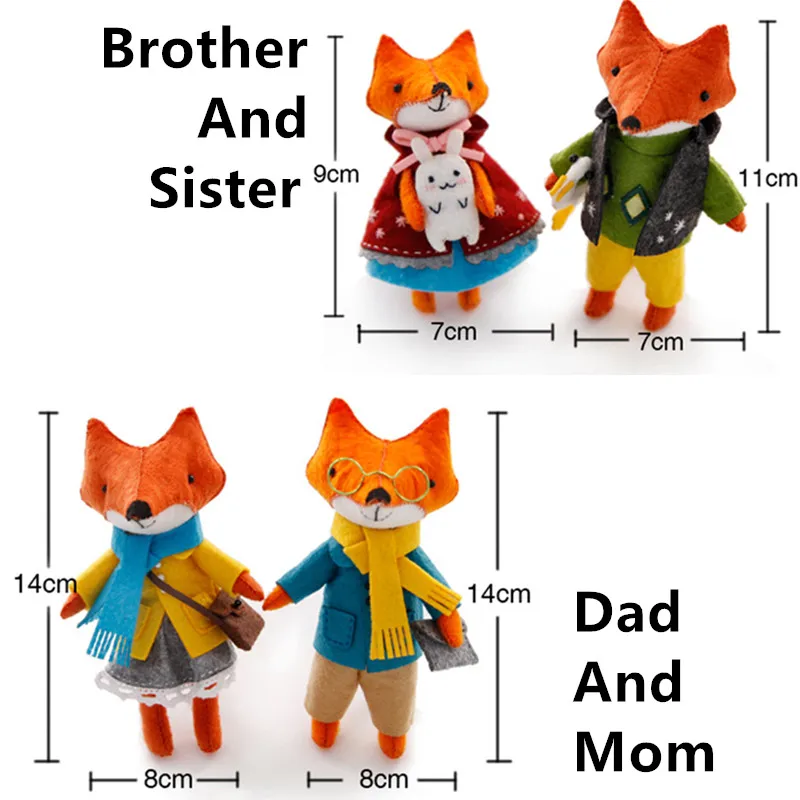 2 шт./компл. милые семьи лисицы войлочные животные ручной работы швейная ткань
