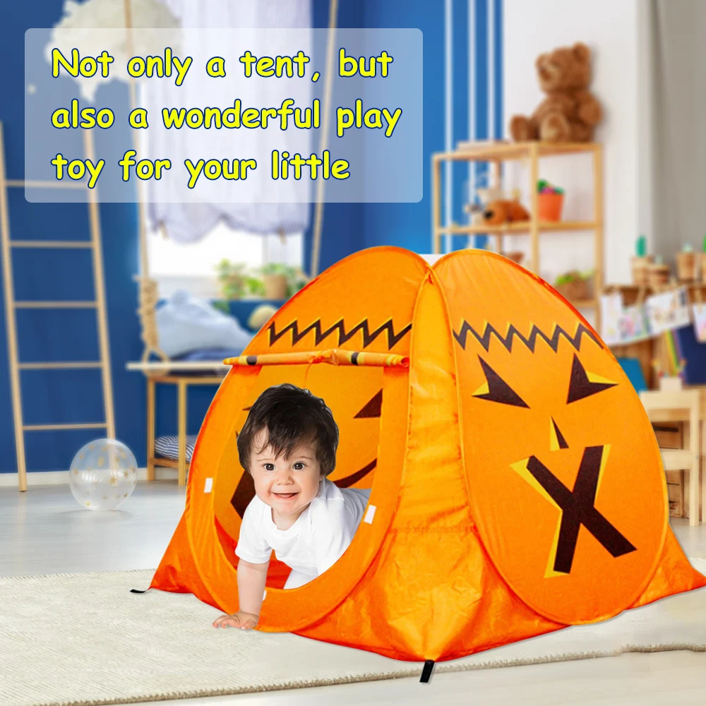 Палатка детская складная Интерактивная с принтом тыквы и лица | Спорт