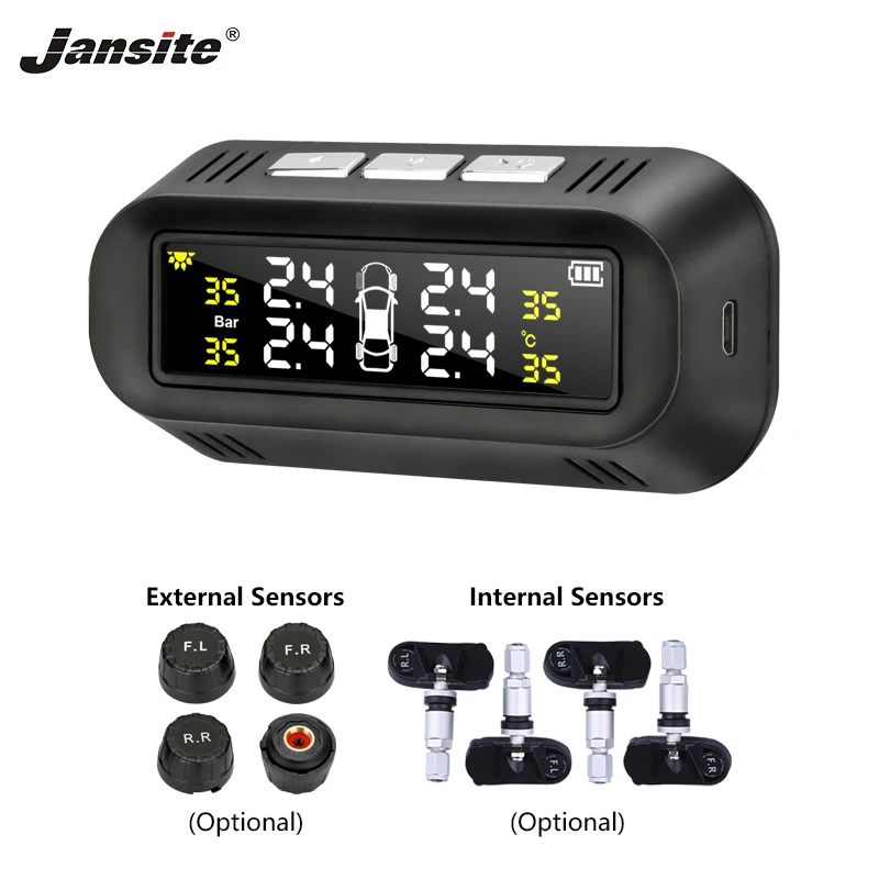 Jansite Tpms Солнечная беспроводная система контроля давления в шинах автомобильная