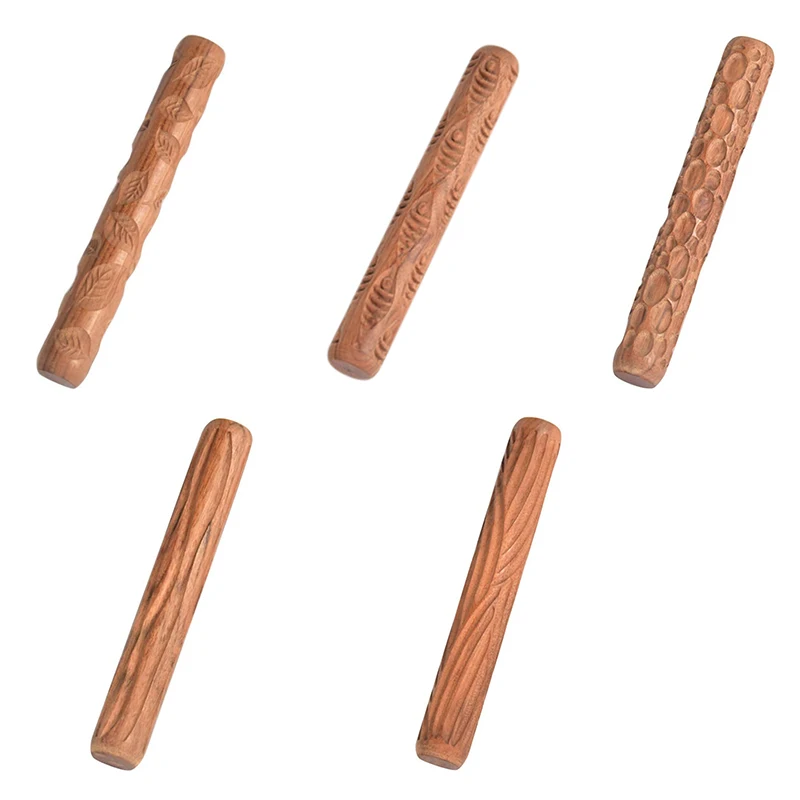 

Pottery Tools Wood Hand Rollers for Clay Stamp,Pattern Roller Wooden Handle Pottery Tools Clay Rollers