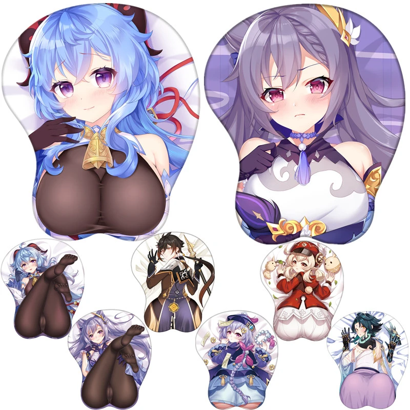 

Genshin Impact Klee Xiao Keqing Morax Zhongli Qiqi Ganyu Cosplay Wrist Rest silicon Mouse Pad Mat 3D Mousepad Prop