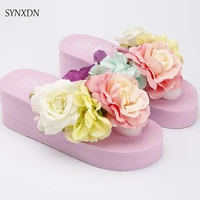 fashion new summer women flip flops flower beach shoes platform sandals outside girls slippers ladies slides pink female shoes