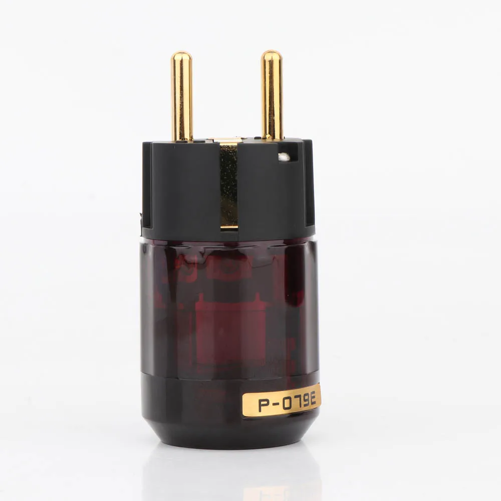 

2pcs Gold Plated P-079E power plug Eu plug Hifi Audio Connector Schuko Power cable plug adapter
