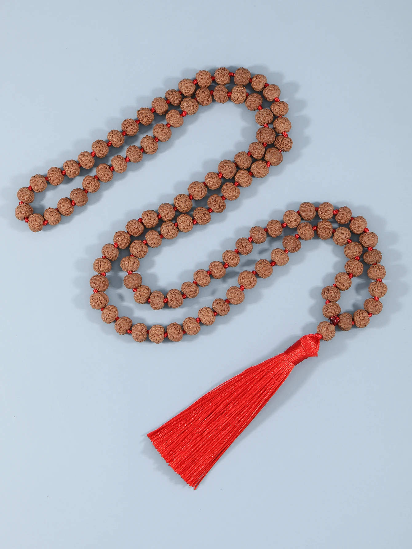 

YUOKIAA Rudraksha Bodhi Seeds Mala Beads 108 Necklace Prayer Buddhist Meditation Yoga Spirit Jewelry Boho Tassel Japamala Chain