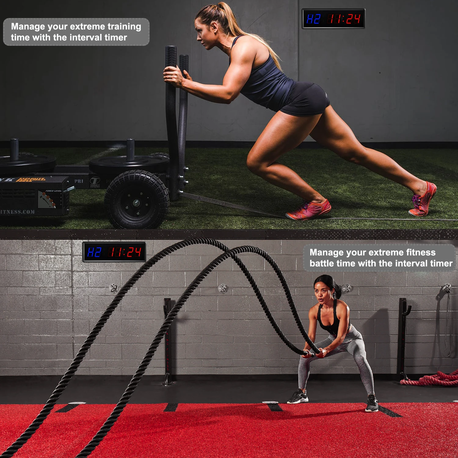 

2.3" LED Gym Timer Interval Timer Count Down/Up Clock Stopwatch Workout Clock with Remote for Home Gym Fitness