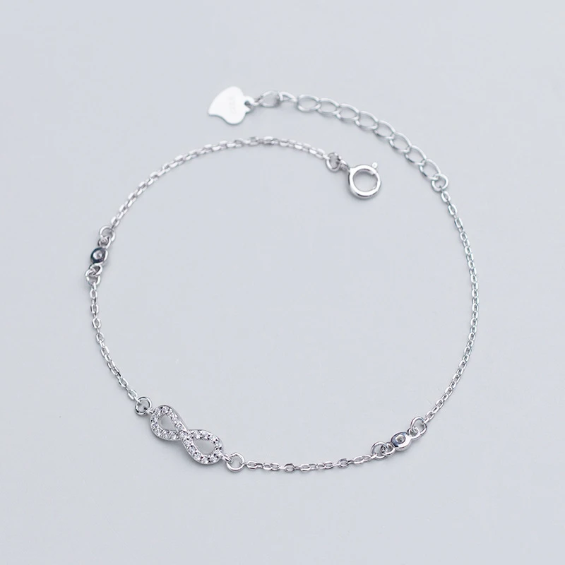 Браслет из стерлингового серебра 925 пробы Бесконечность любовь Роскошные