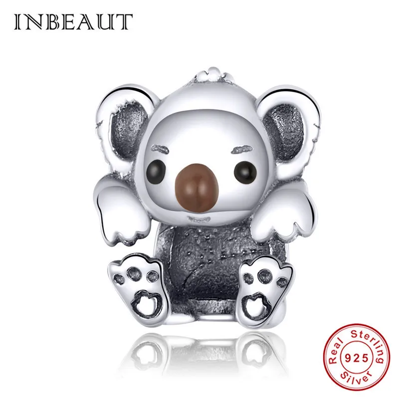 c11304 Браслет INBEAUT fit Pandora, серебро 925,, коала, кошка, лиса, бульдог, подвески, слон, лиса, собака, кролик, медведь, бусины, домашнее животное, сделай сам, ювелирное изделие - Окраска металла: c11304