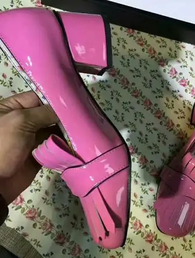 

Ollymurs High Platform women pumps Tassel Pink chunky heels high heels size 41 dress shoes women metal decor lady