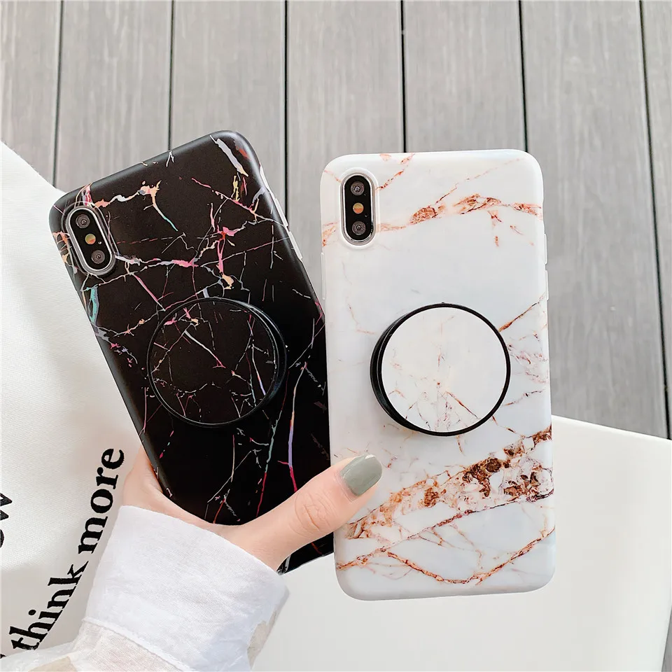 Классный мраморный чехол для телефона с держателем Apple iPhone Xr подставкой X Xs max 8 7 plus
