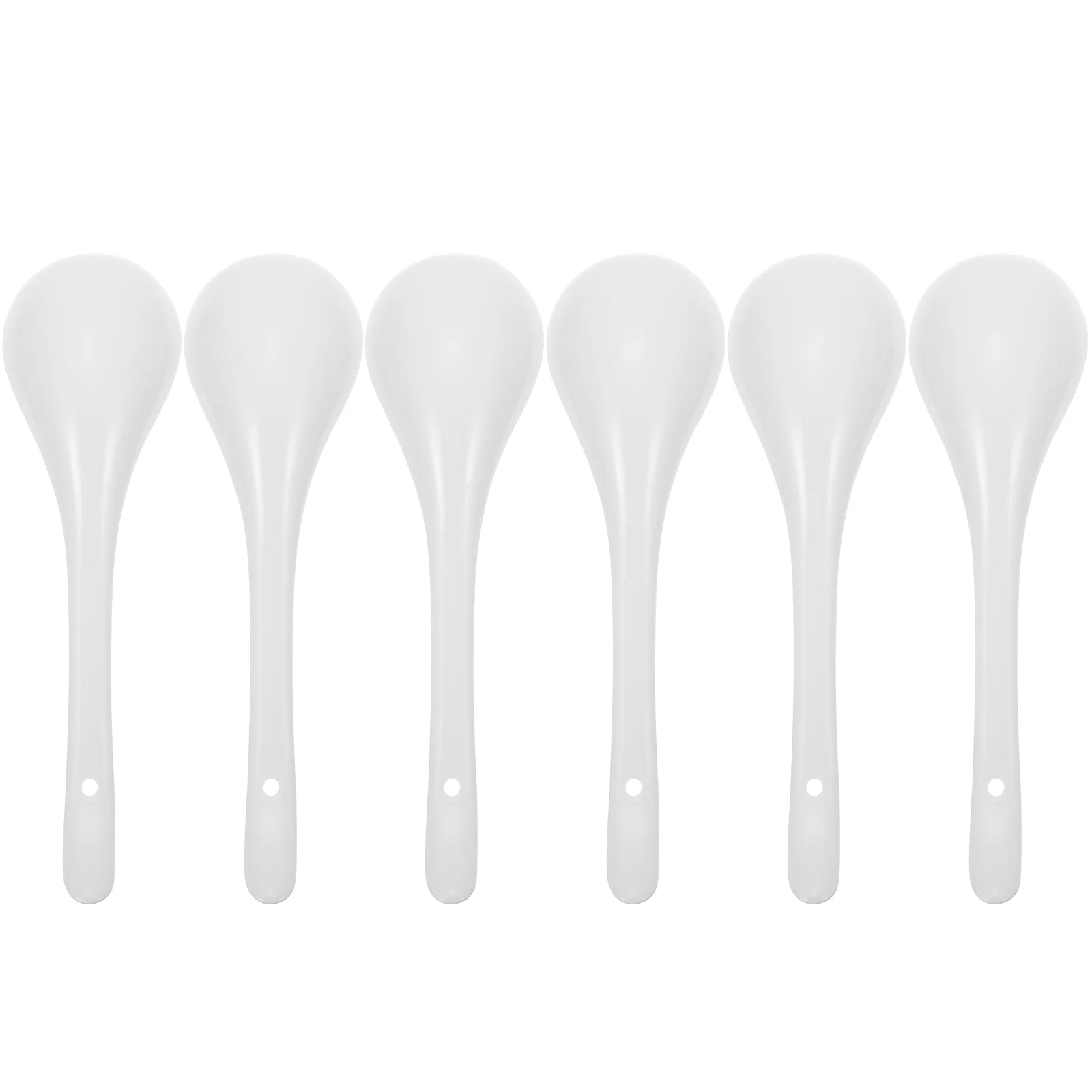 

6Pcs Ceramic Kitchen Spoons Rice Soup Spoons Kitchen Supplies (White)