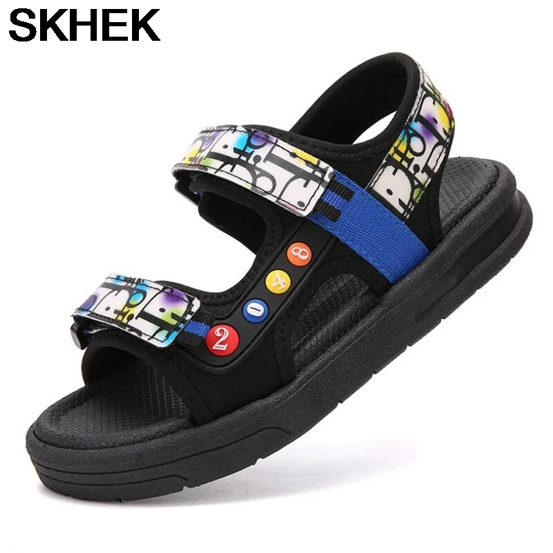 

SKHEK 2021 Children Sandal Kid's Summer Spring Shoes Casual Sports Sandals Solid Non-slip Flats Round Toe Soft Bottom Footwears