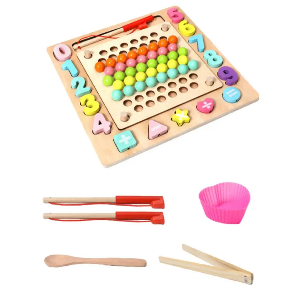 

Baby Wooden Toys Rainbow Beads Clip Ball Games For Toddlers Kids Hand-Eye Coordination Development Fine Action Training Tools